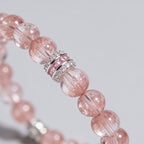 Blush Harmony Strawberry Quartz Beaded Bracelet by JWPatronus – natural crystal bracelet for women