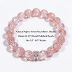 Blush Harmony Strawberry Quartz Beaded Bracelet by JWPatronus – natural crystal bracelet for women