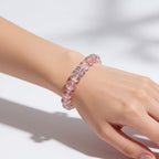 Blush Harmony Strawberry Quartz Beaded Bracelet by JWPatronus – natural crystal bracelet for women