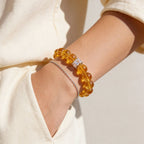 Golden Citrine bracelet for women worn with cream outfit in soft natural light