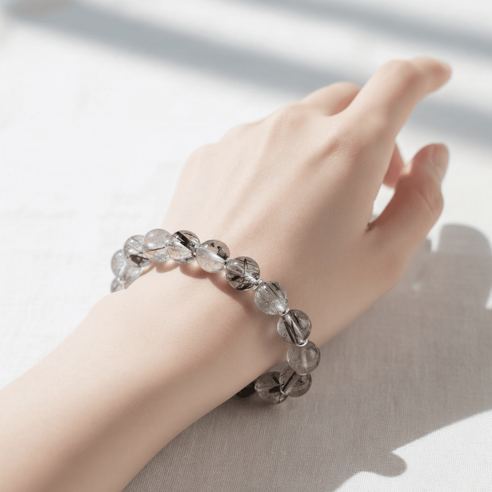 Calm Armor Black Rutilated Quartz Bracelet by JWPatronus – natural crystal bracelet for women