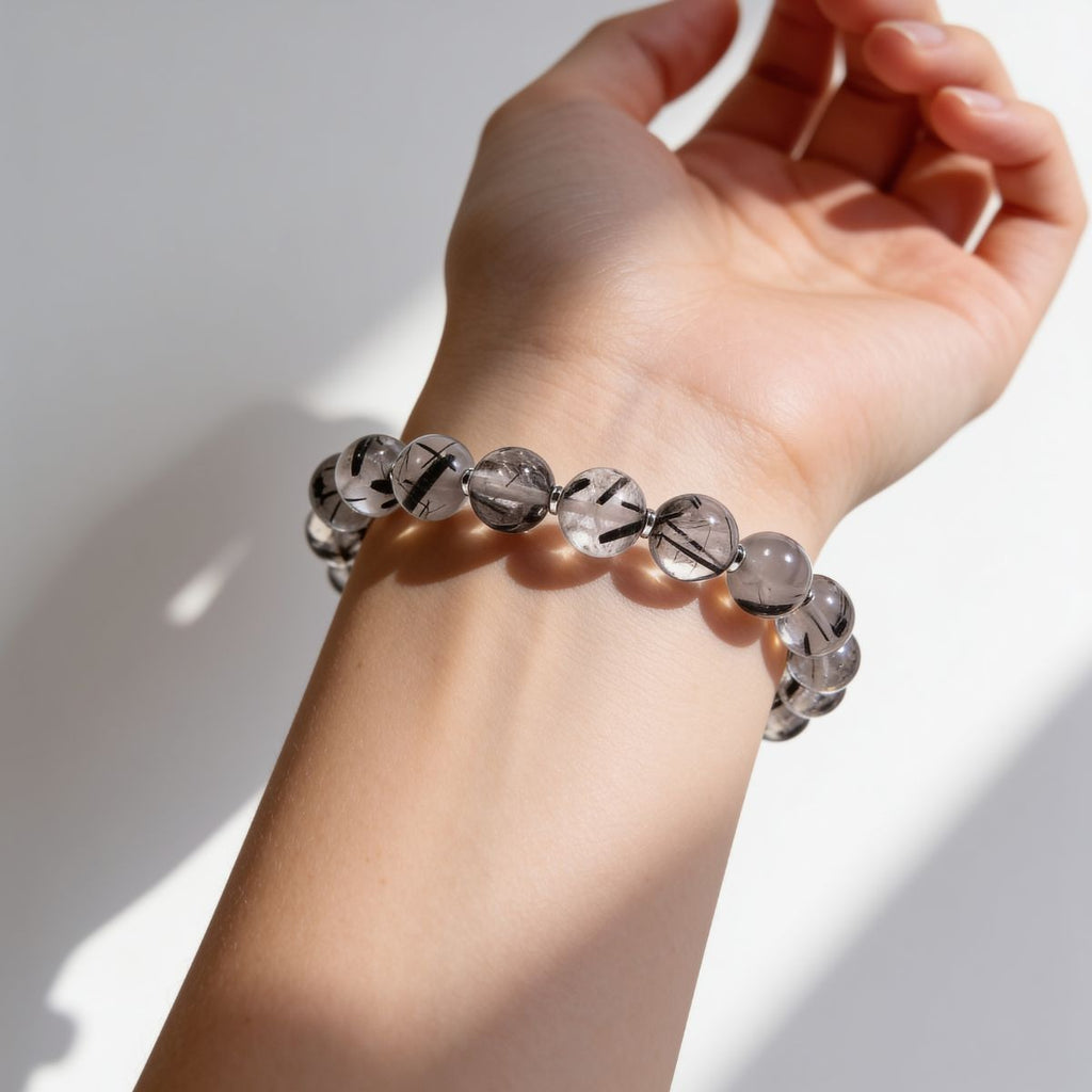 Calm Armor Black Rutilated Quartz Bracelet by JWPatronus – natural crystal bracelet for women