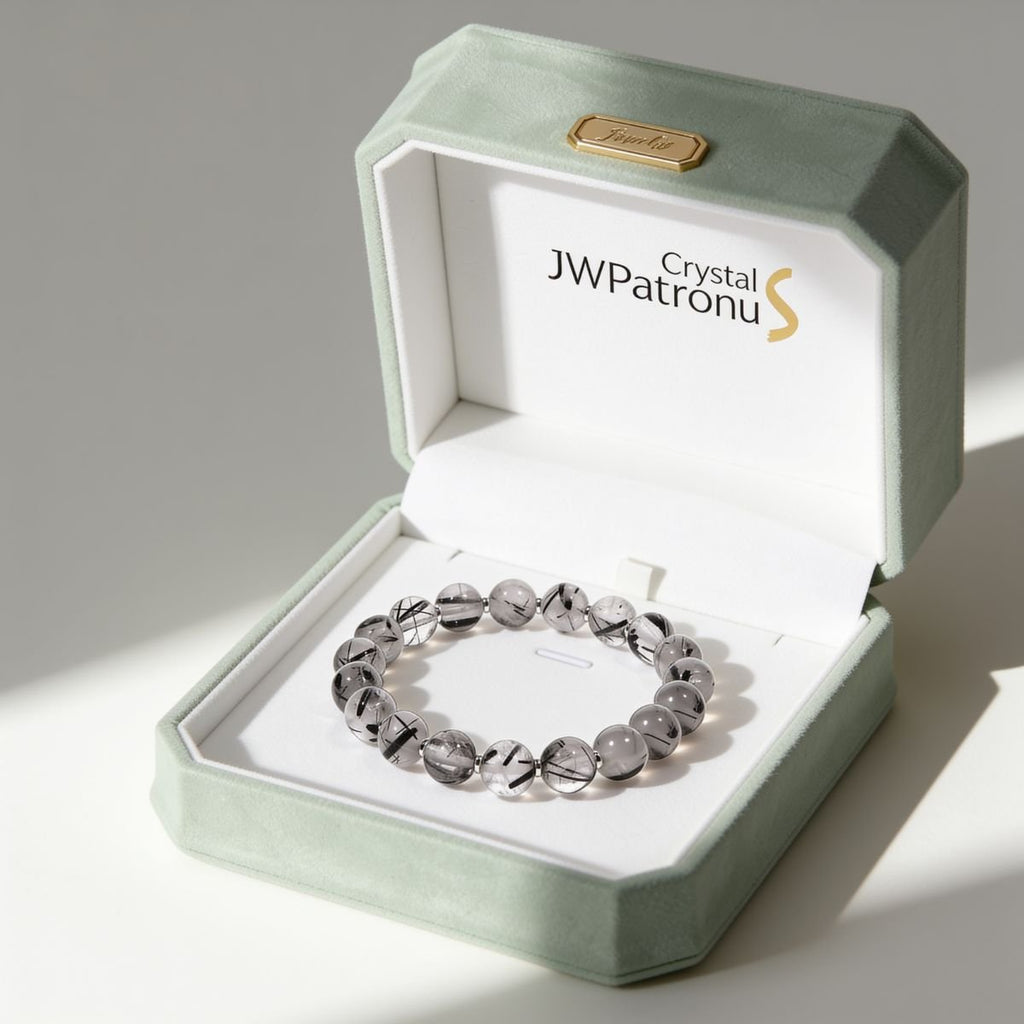 Calm Armor Black Rutilated Quartz Bracelet by JWPatronus – natural crystal bracelet for women