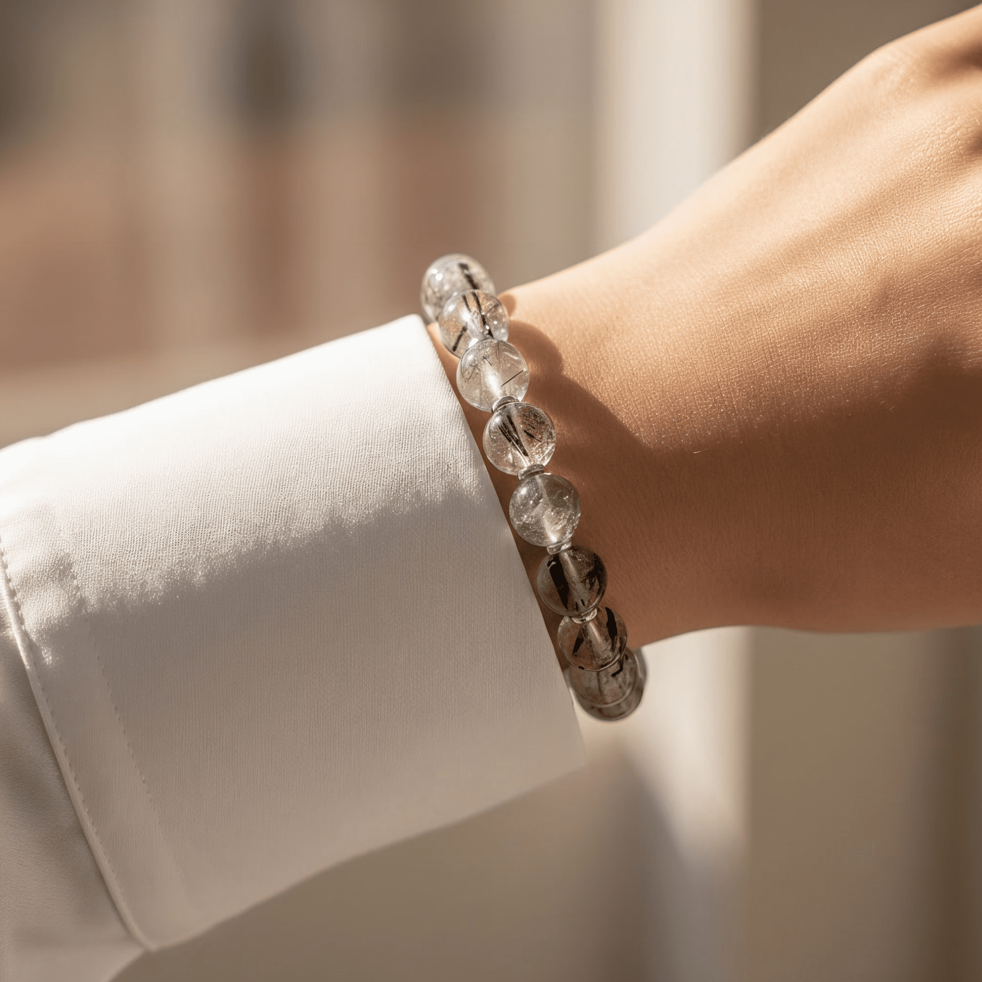 Calm Armor Black Rutilated Quartz Bracelet by JWPatronus – natural crystal bracelet for women