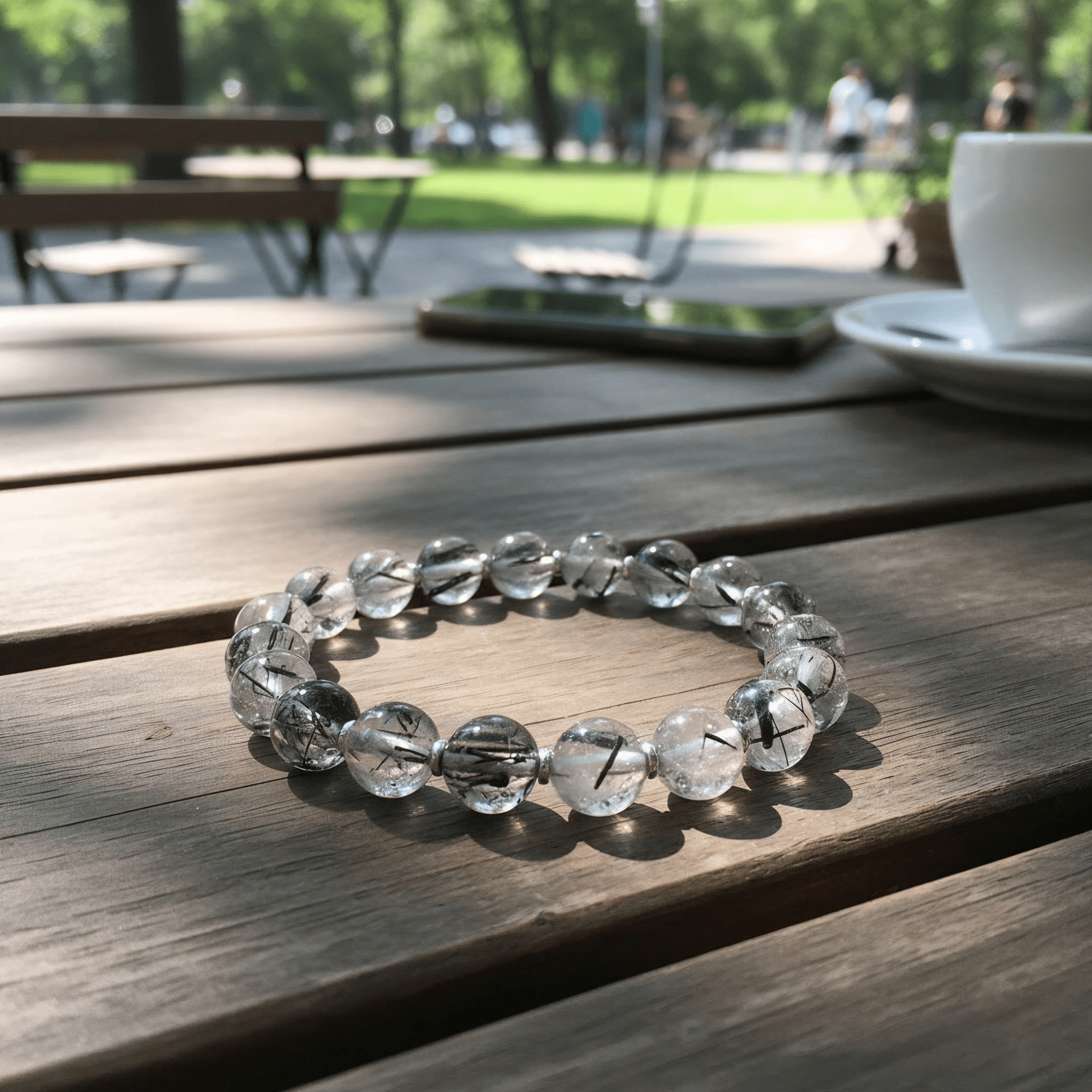 Calm Armor Black Rutilated Quartz Bracelet by JWPatronus – natural crystal bracelet for women