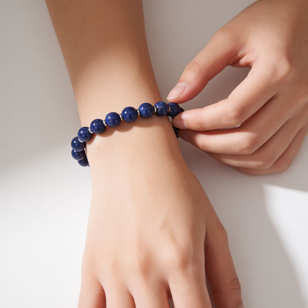 Celestial Lapis Lazuli Beaded Bracelet by JWPatronus – natural crystal bracelet for women