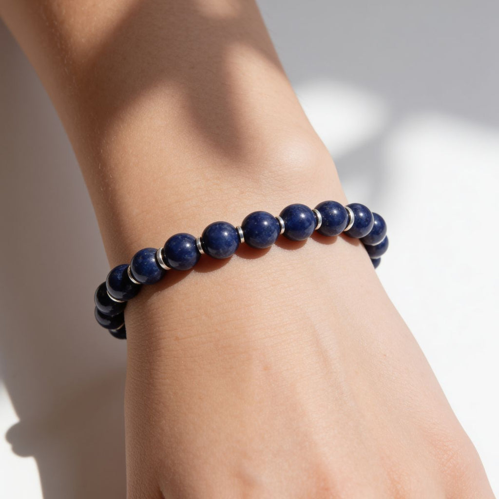Celestial Lapis Lazuli Beaded Bracelet by JWPatronus – natural crystal bracelet for women
