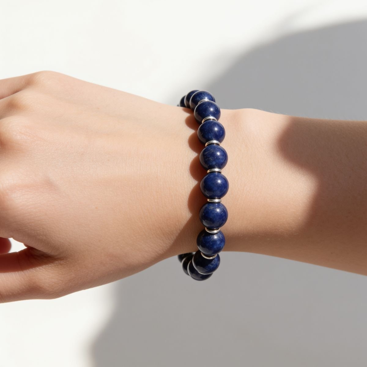 Celestial Lapis Lazuli Beaded Bracelet by JWPatronus – natural crystal bracelet for women