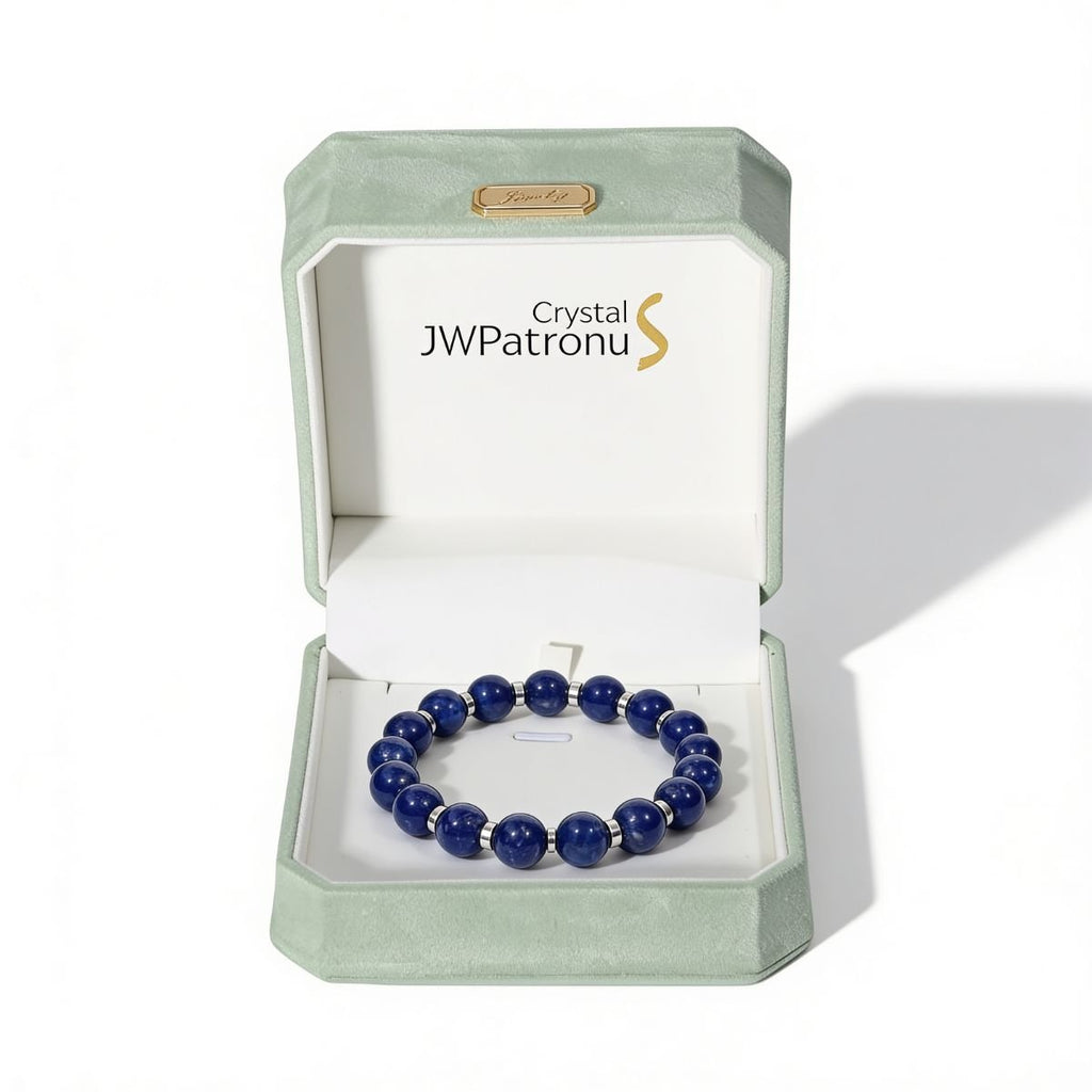 Celestial Lapis Lazuli Beaded Bracelet by JWPatronus – natural crystal bracelet for women