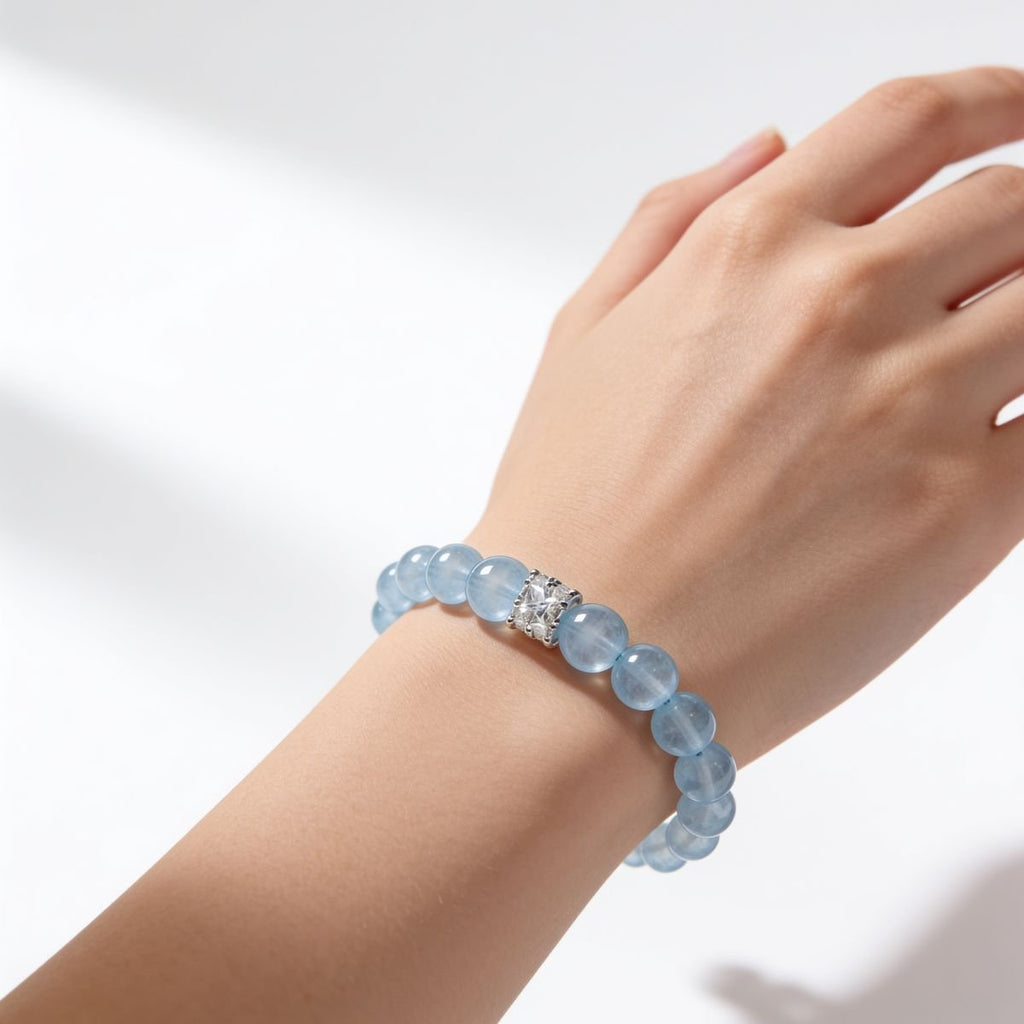 Coastal Elegance Aquamarine Bracelet by JWPatronus – natural crystal bracelet for women