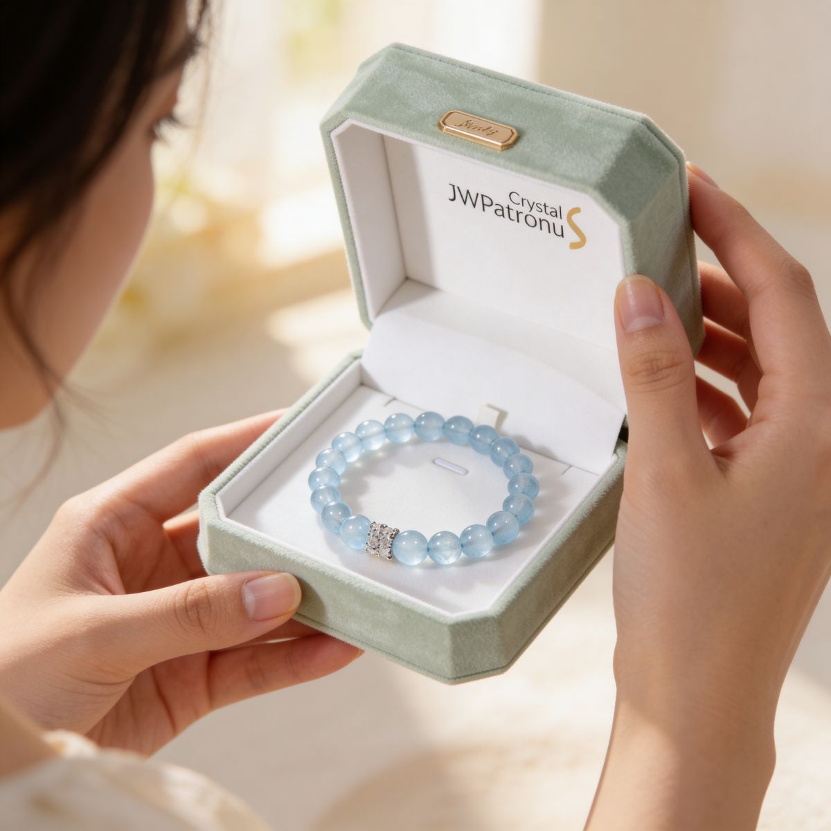 Coastal Elegance Aquamarine Bracelet by JWPatronus – natural crystal bracelet for women