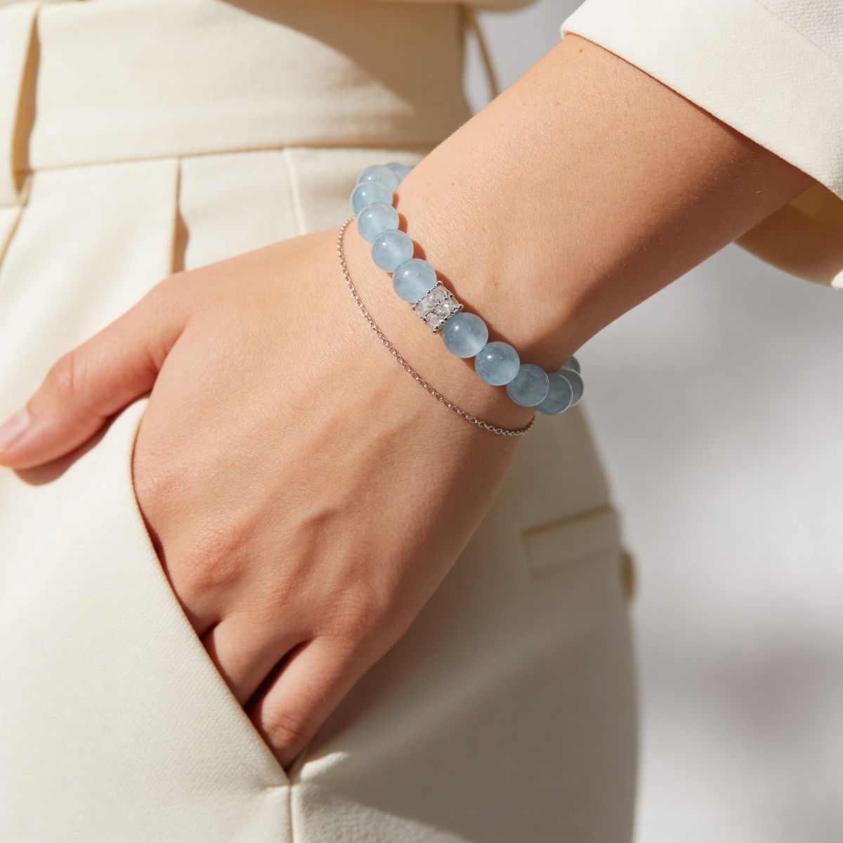 Coastal Elegance Aquamarine Bracelet by JWPatronus – natural crystal bracelet for women