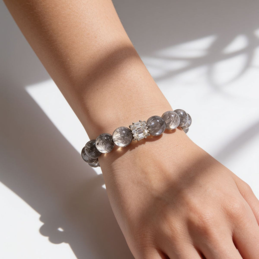 Ethereal Harmony Silver Quartz Bracelet by JWPatronus – natural crystal bracelet for women