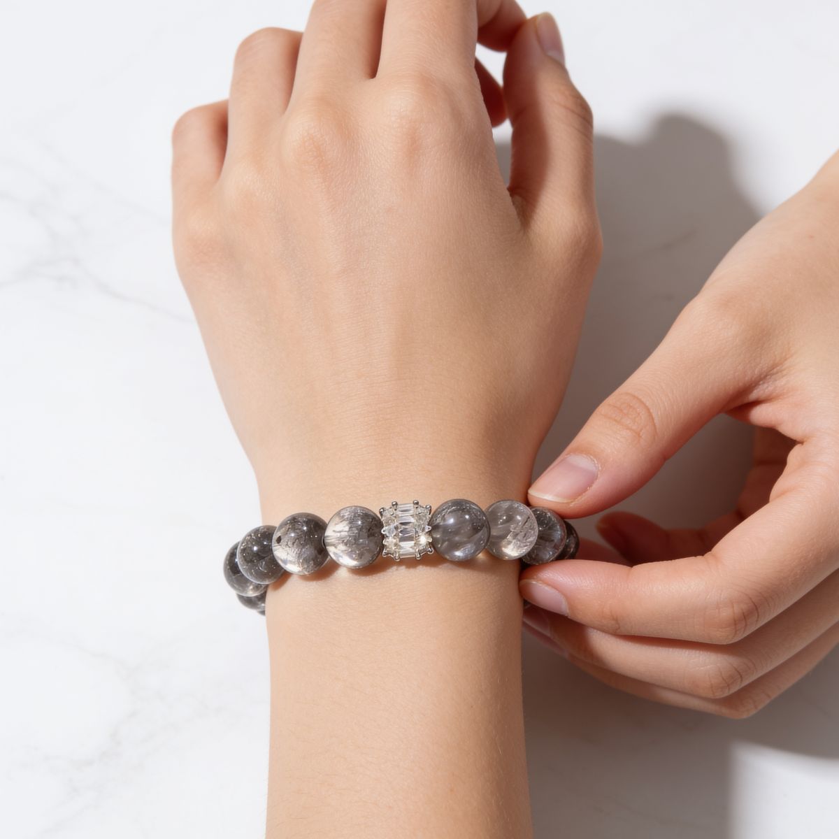 Ethereal Harmony Silver Quartz Bracelet by JWPatronus – natural crystal bracelet for women