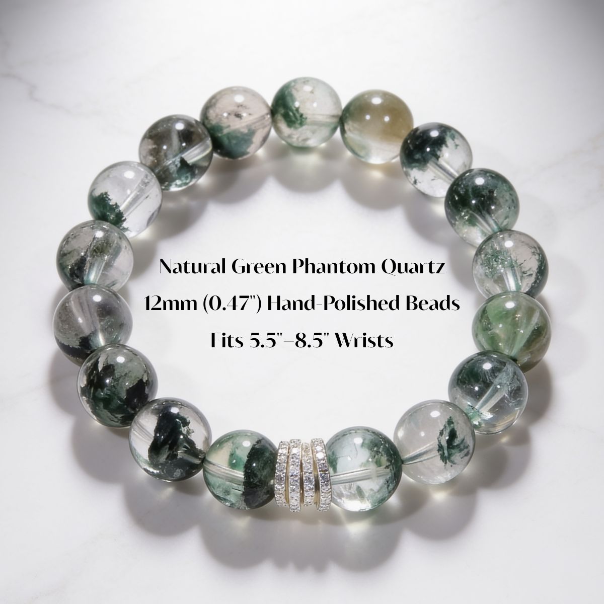 Forest Veil Green Phantom Quartz Beaded Bracelet by JWPatronus – natural crystal bracelet for women