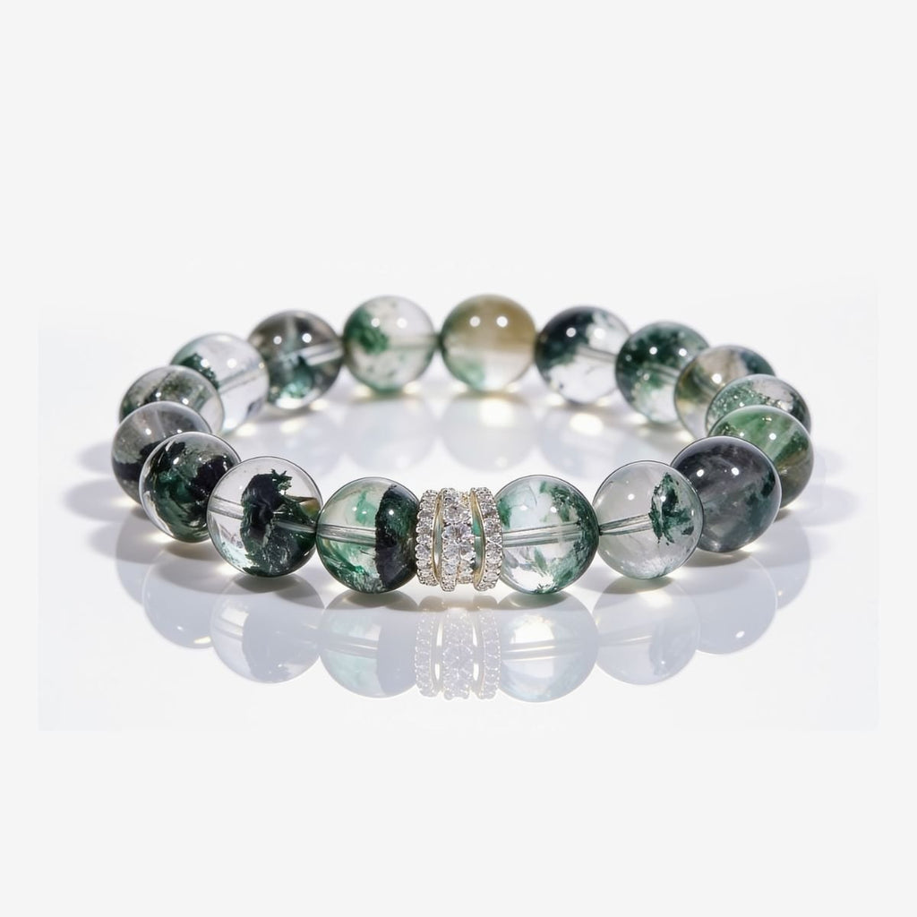Forest Veil Green Phantom Quartz Beaded Bracelet by JWPatronus – natural crystal bracelet for women