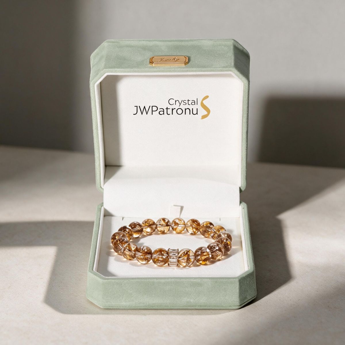 Fortune Koi Hematoid Quartz bracelet presented in a JWPatronus keepsake gift box
