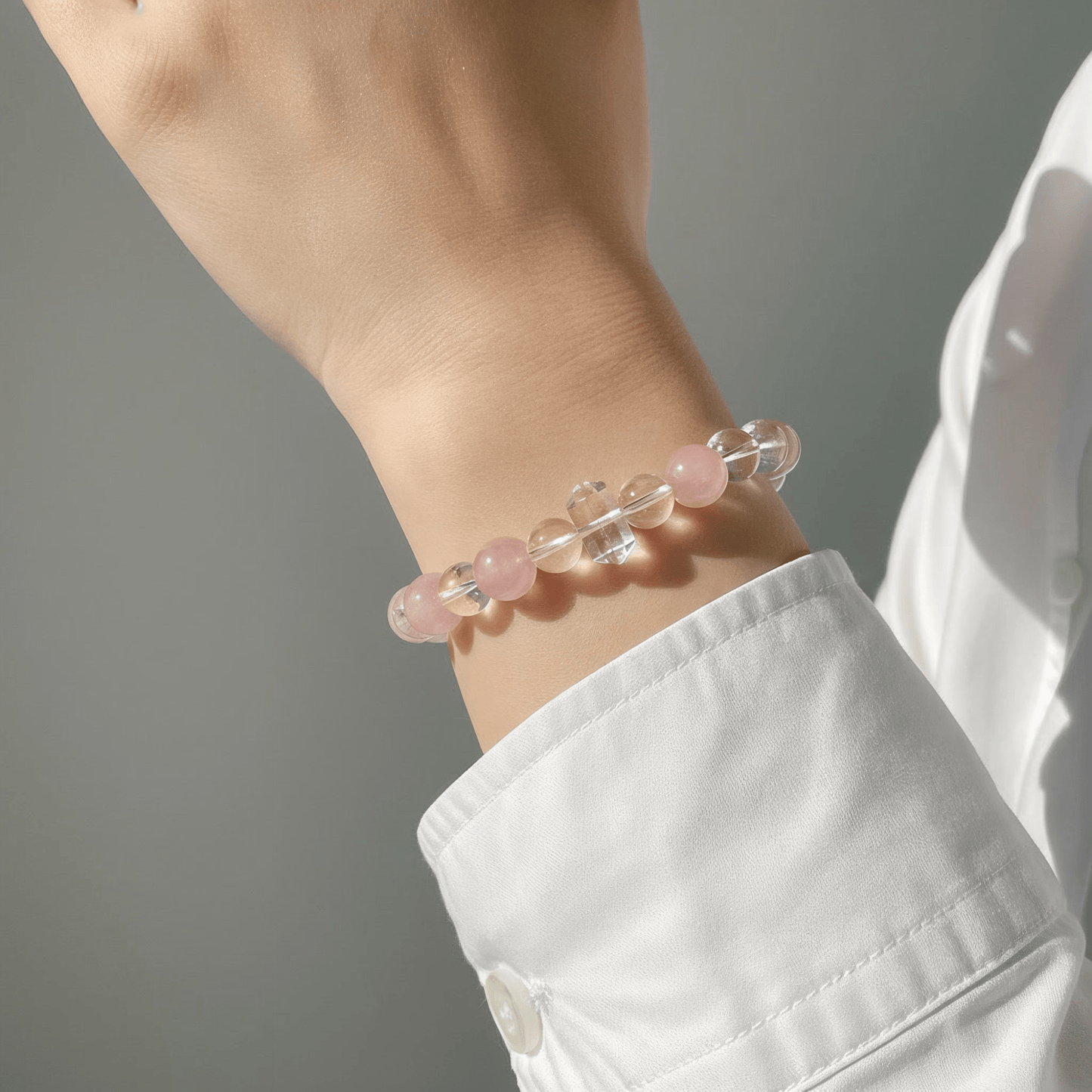Gentle Light Rose Quartz Bracelet by JWPatronus – natural crystal bracelet for women