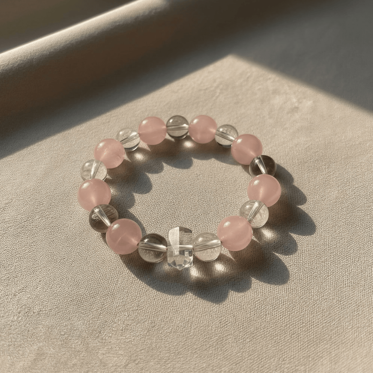 Gentle Light Rose Quartz Bracelet by JWPatronus – natural crystal bracelet for women