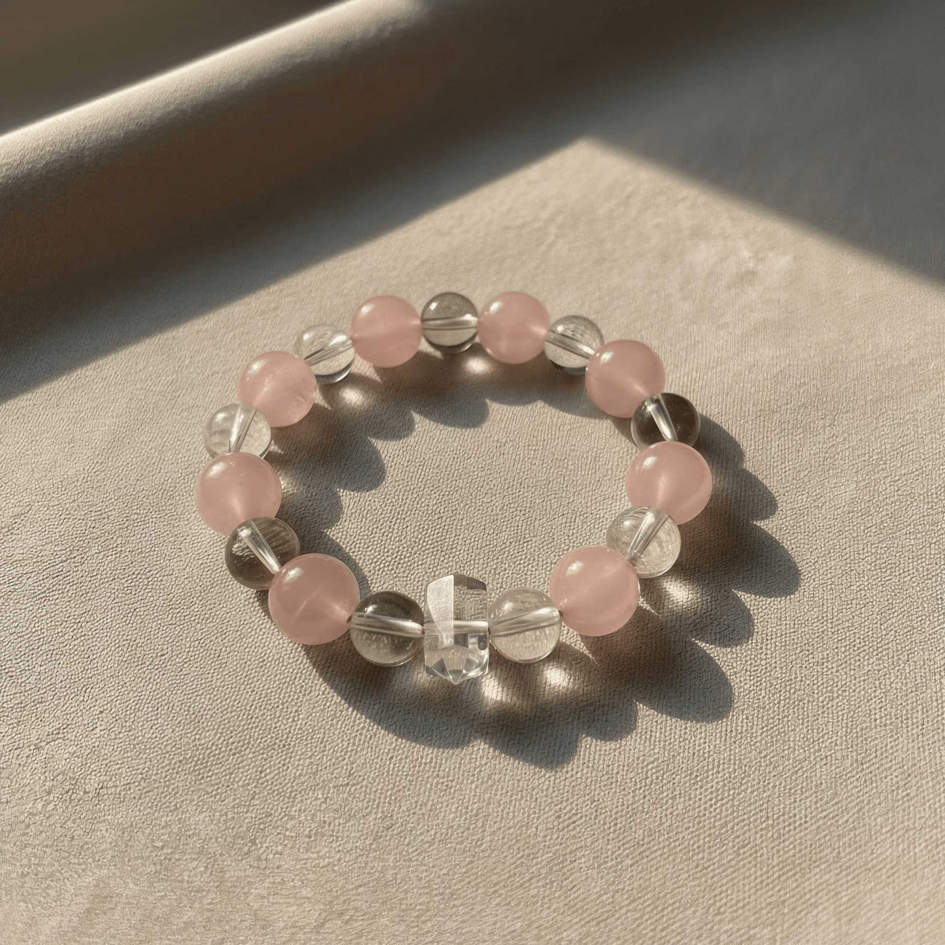 Gentle Light Rose Quartz Bracelet by JWPatronus – natural crystal bracelet for women