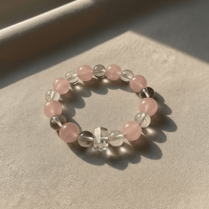 Gentle Light Rose Quartz Bracelet by JWPatronus – natural crystal bracelet for women