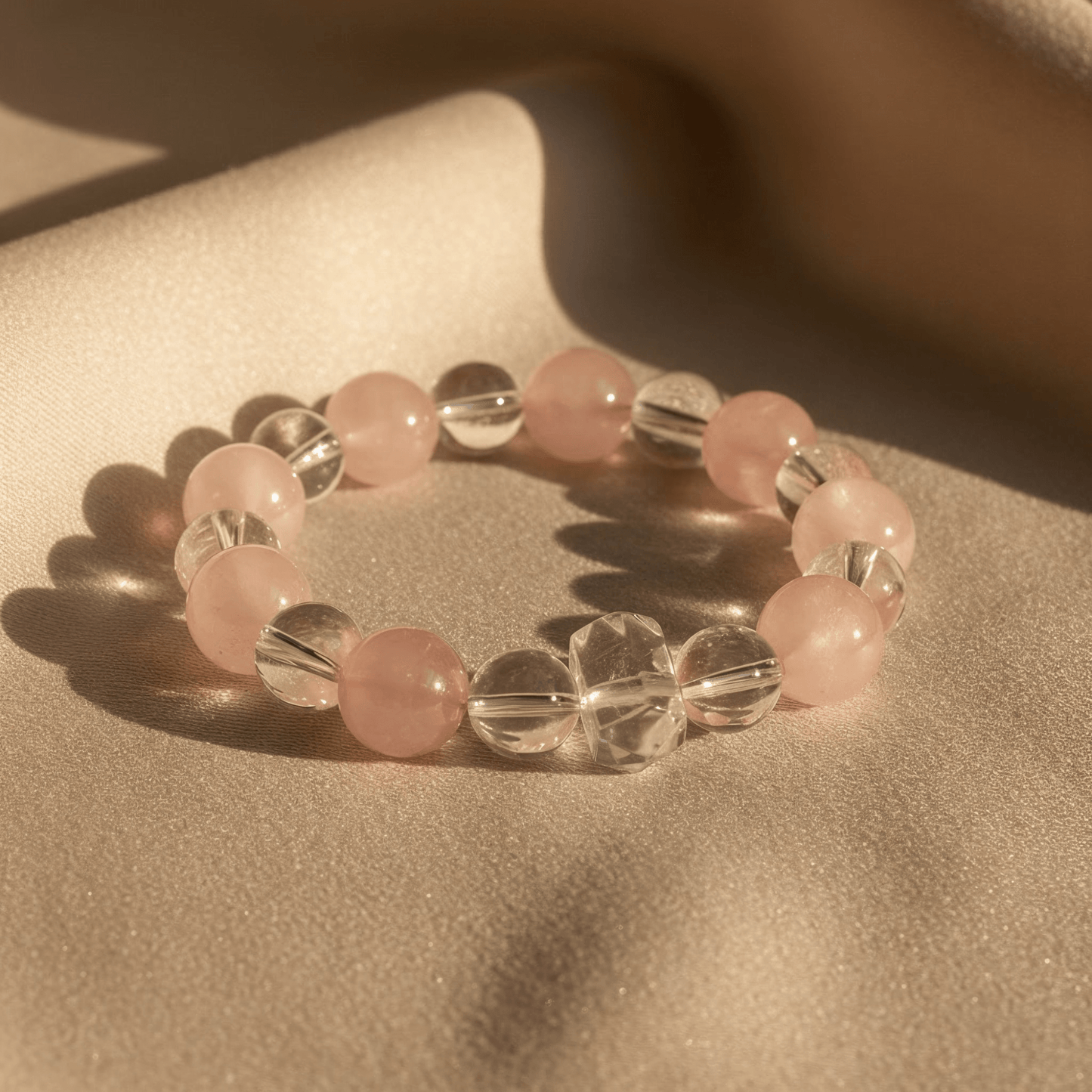 Gentle Light Rose Quartz Bracelet by JWPatronus – natural crystal bracelet for women