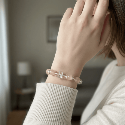 Gentle Light Rose Quartz Bracelet by JWPatronus – natural crystal bracelet for women