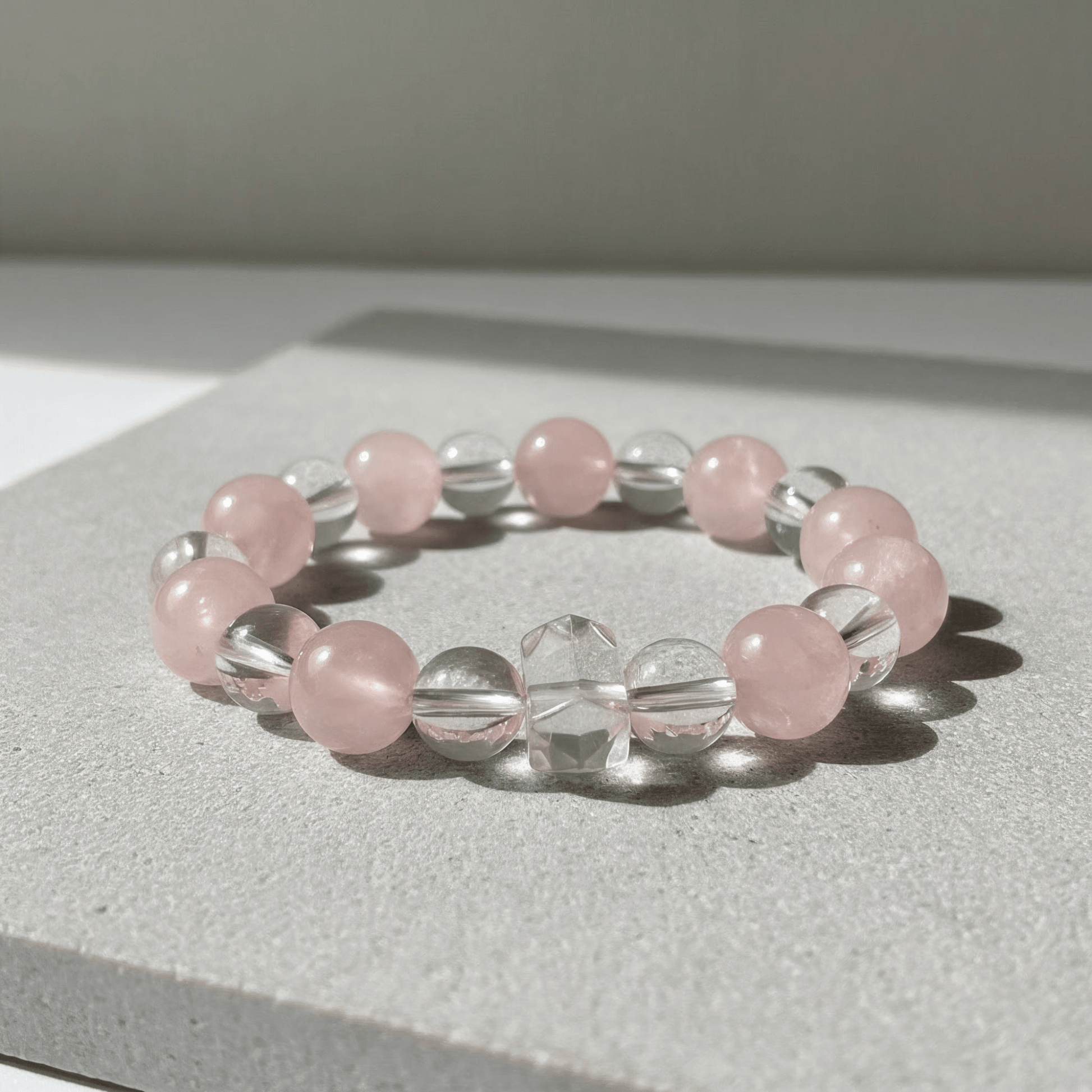 Gentle Light Rose Quartz Bracelet by JWPatronus – natural crystal bracelet for women