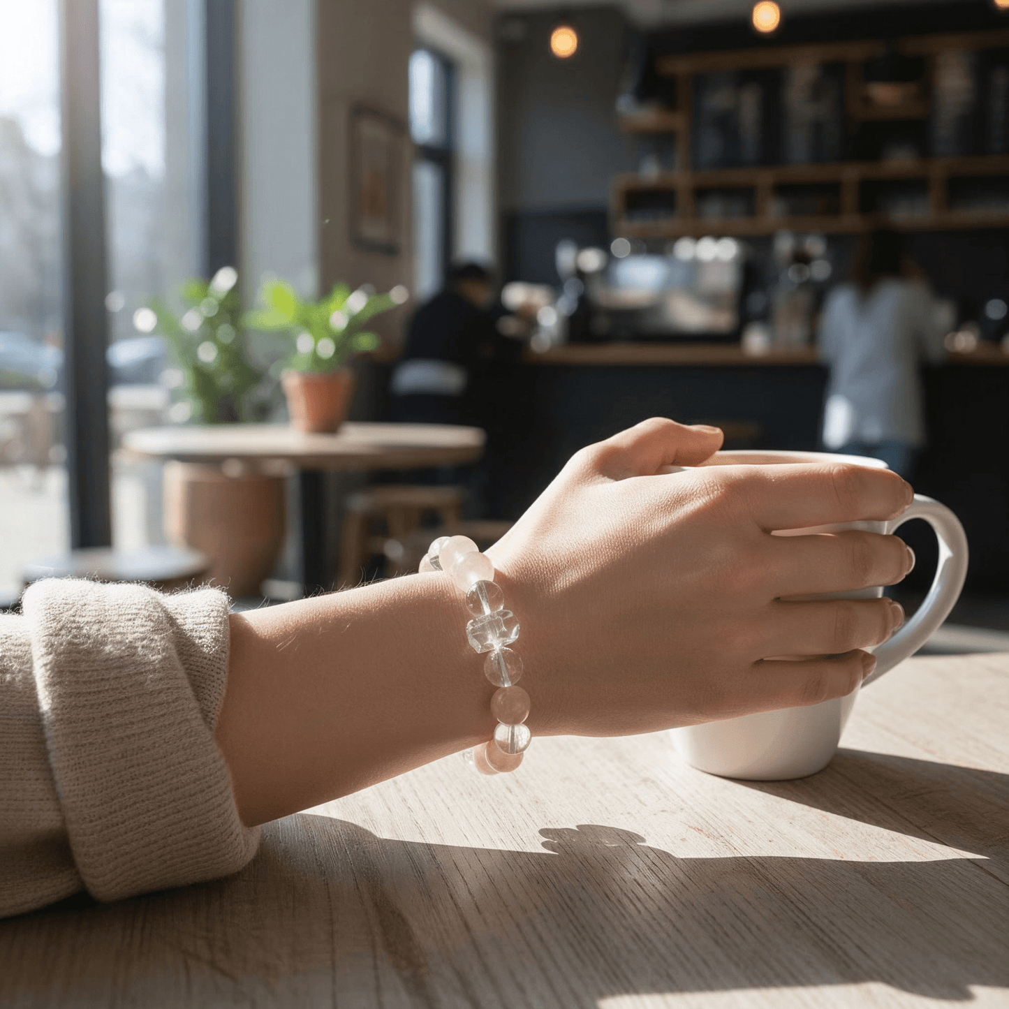 Gentle Light Rose Quartz Bracelet by JWPatronus – natural crystal bracelet for women