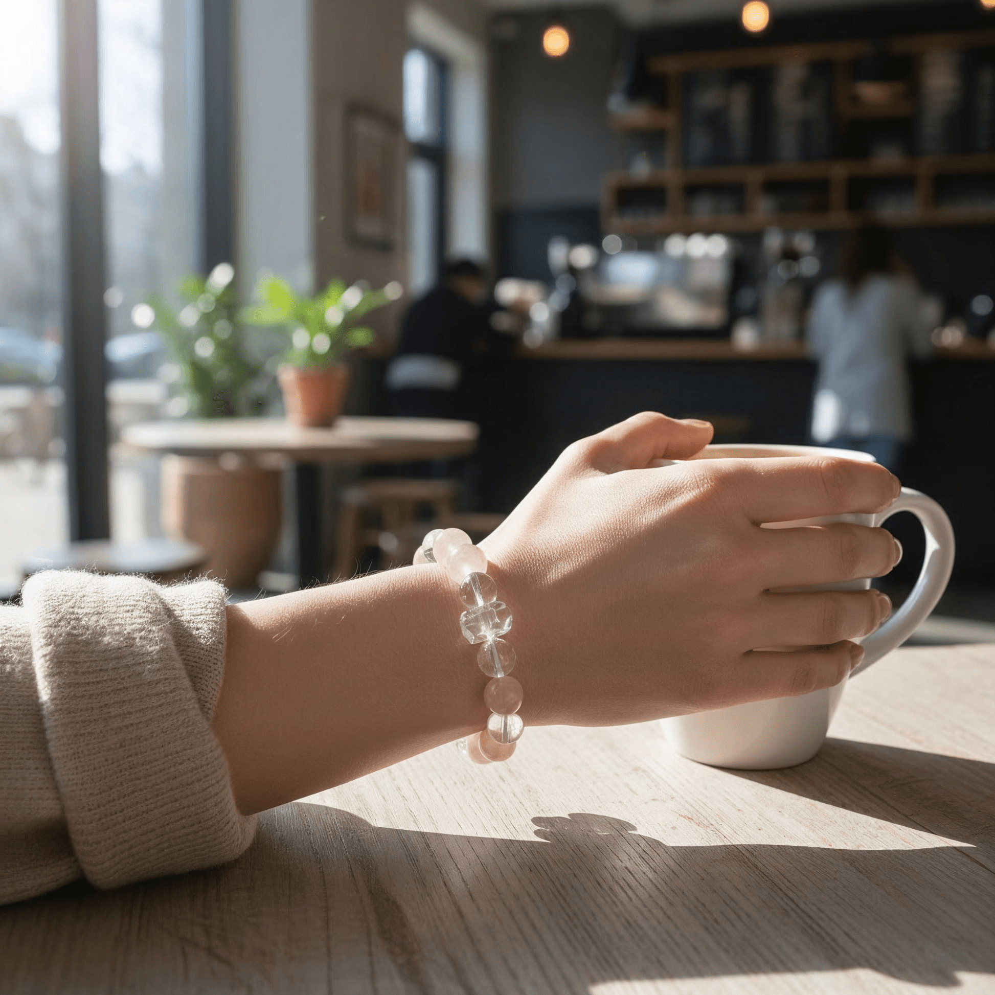 Gentle Light Rose Quartz Bracelet by JWPatronus – natural crystal bracelet for women