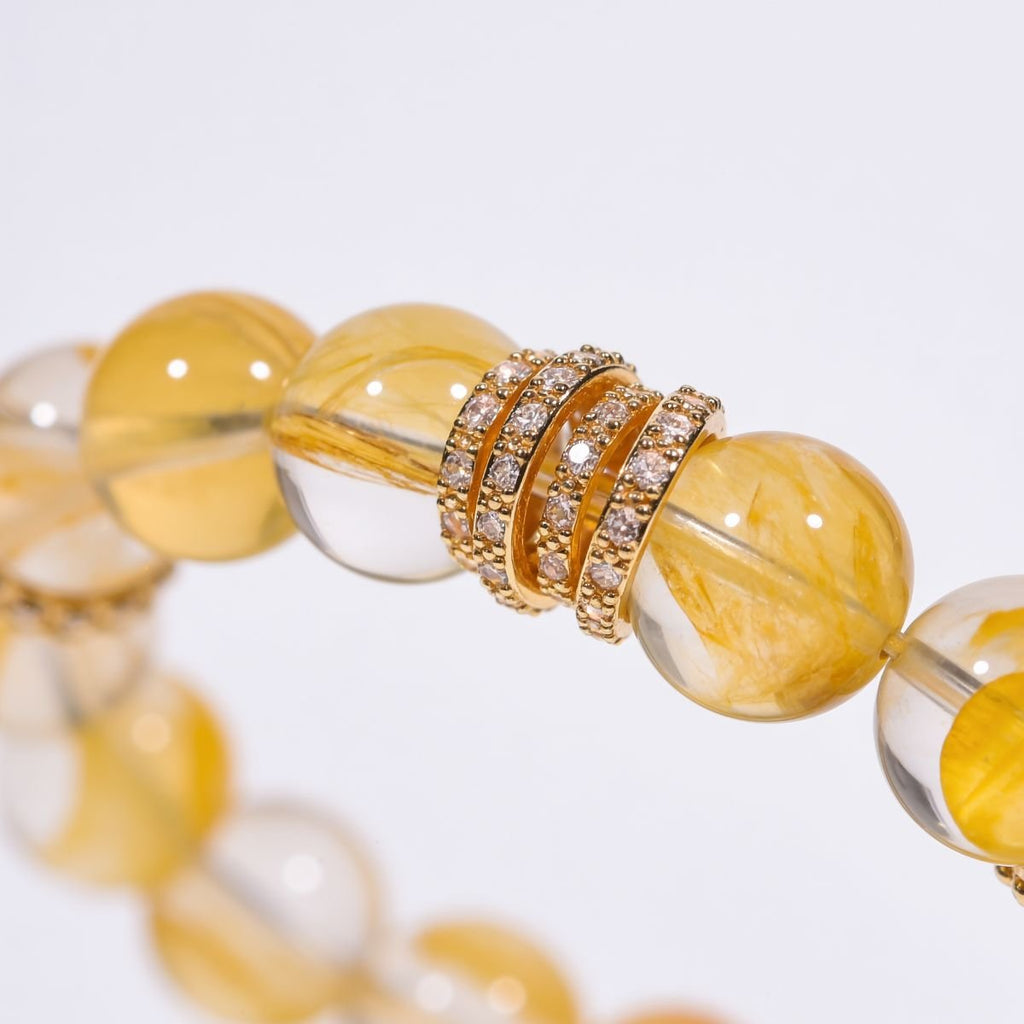 Golden Blossom Yellow Quartz Beaded Bracelet by JWPatronus – natural crystal bracelet for women