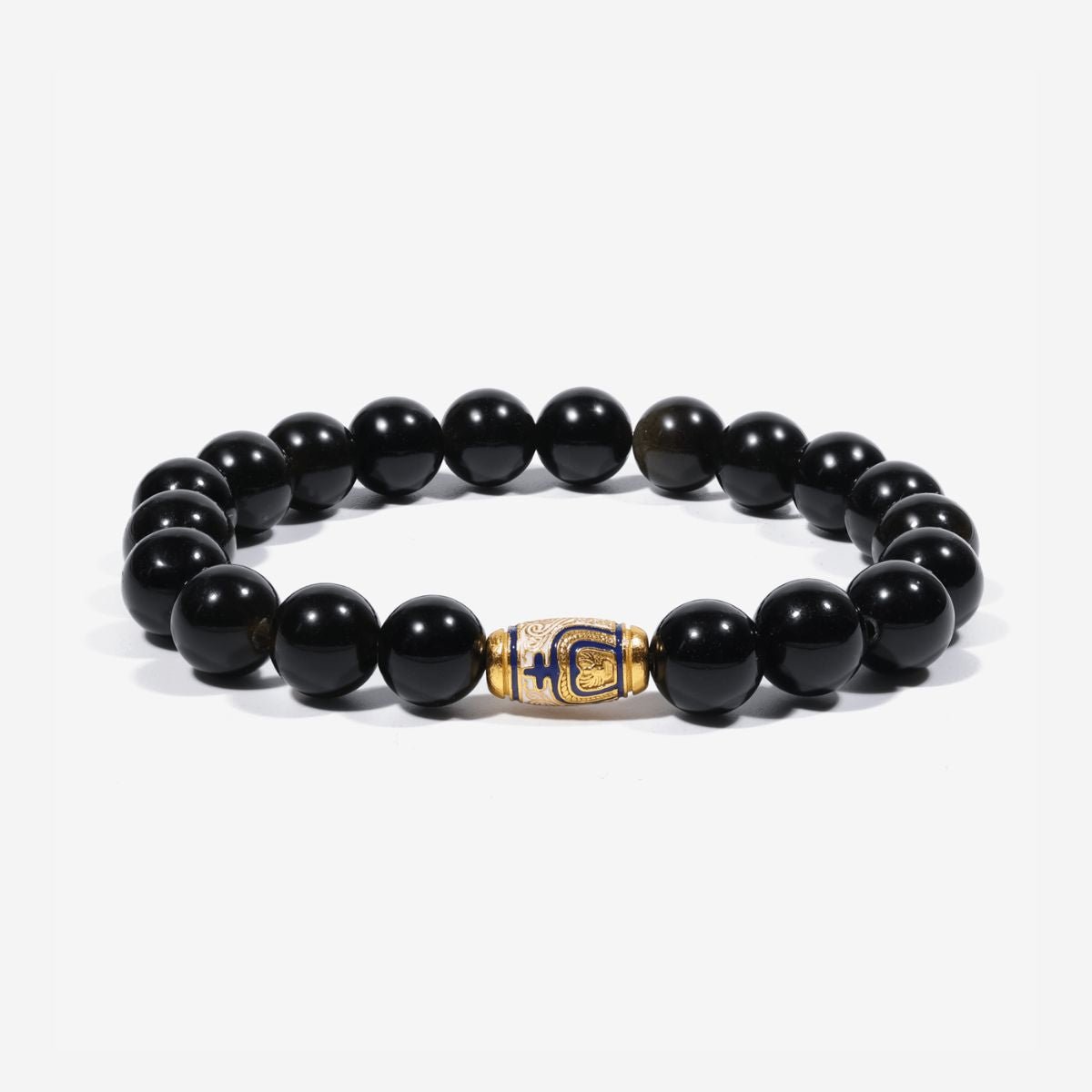 Golden Enameled Obsidian Bracelet by JWPatronus – natural crystal bracelet for women