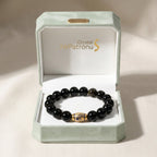 Golden Enameled Obsidian Bracelet by JWPatronus – natural crystal bracelet for women