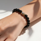 Golden Enameled Obsidian Bracelet by JWPatronus – natural crystal bracelet for women