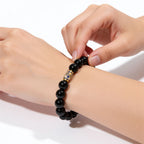 Golden Enameled Obsidian Bracelet by JWPatronus – natural crystal bracelet for women
