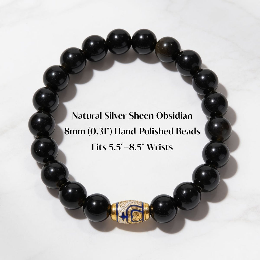 Golden Enameled Obsidian Bracelet by JWPatronus – natural crystal bracelet for women
