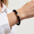 Golden Enameled Obsidian Bracelet by JWPatronus – natural crystal bracelet for women