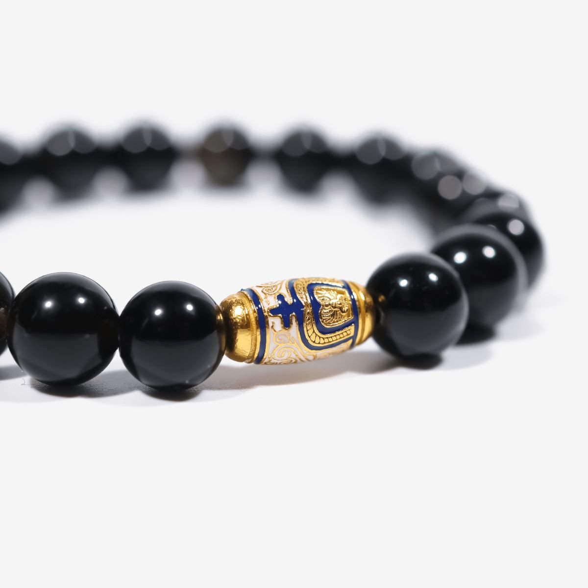 Golden Enameled Obsidian Bracelet by JWPatronus – natural crystal bracelet for women