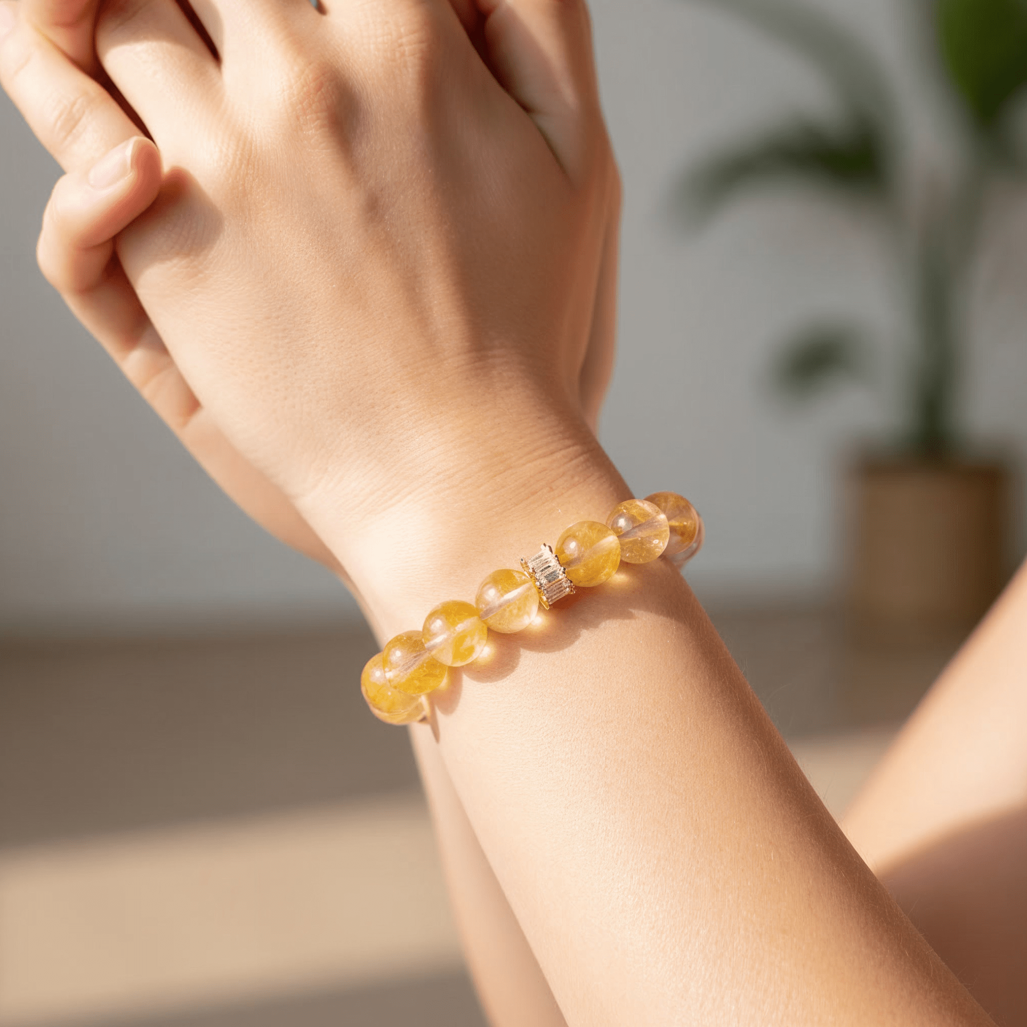 Golden Healer Ice Yellow Quartz Bracelet by JWPatronus – natural crystal bracelet for women