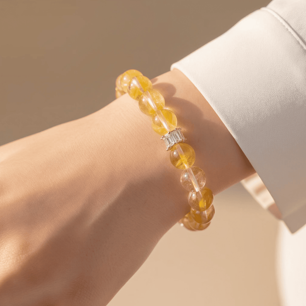 Golden Healer Ice Yellow Quartz Bracelet by JWPatronus – natural crystal bracelet for women