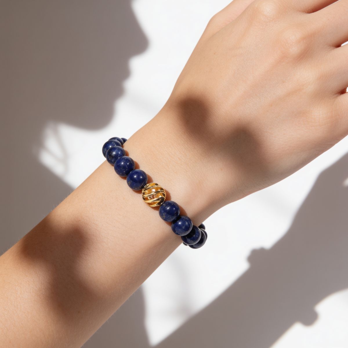 Golden Lucky Lapis Bracelet by JWPatronus – natural crystal bracelet for women