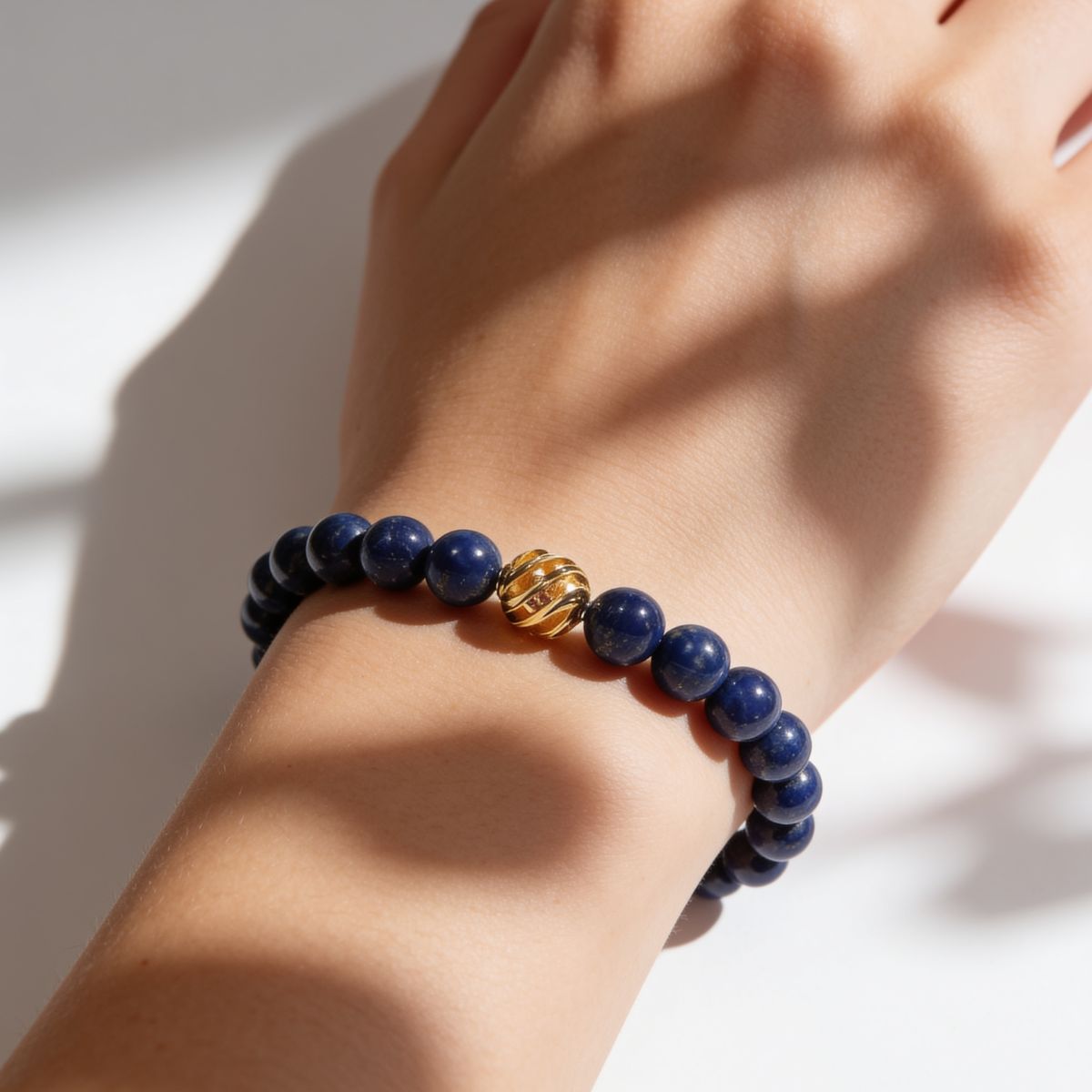 Golden Lucky Lapis Bracelet by JWPatronus – natural crystal bracelet for women