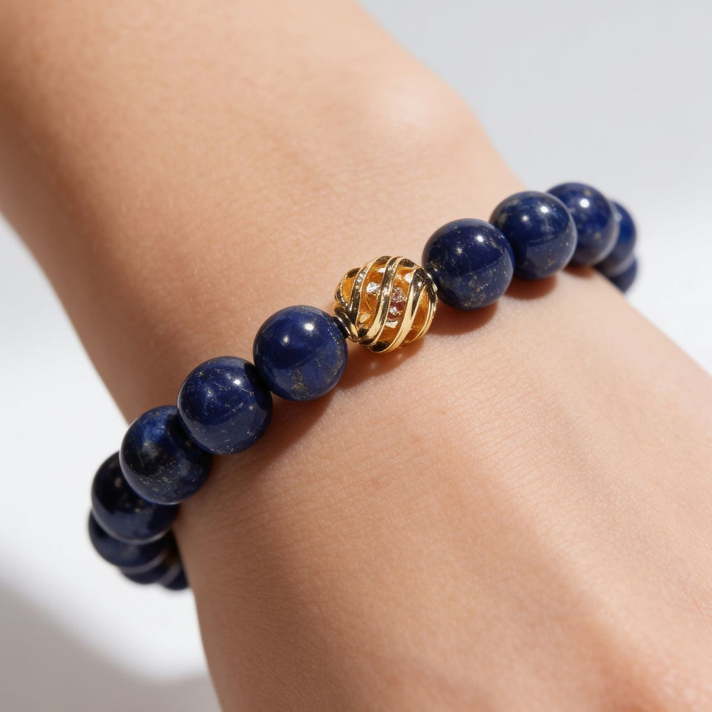 Golden Lucky Lapis Bracelet by JWPatronus – natural crystal bracelet for women