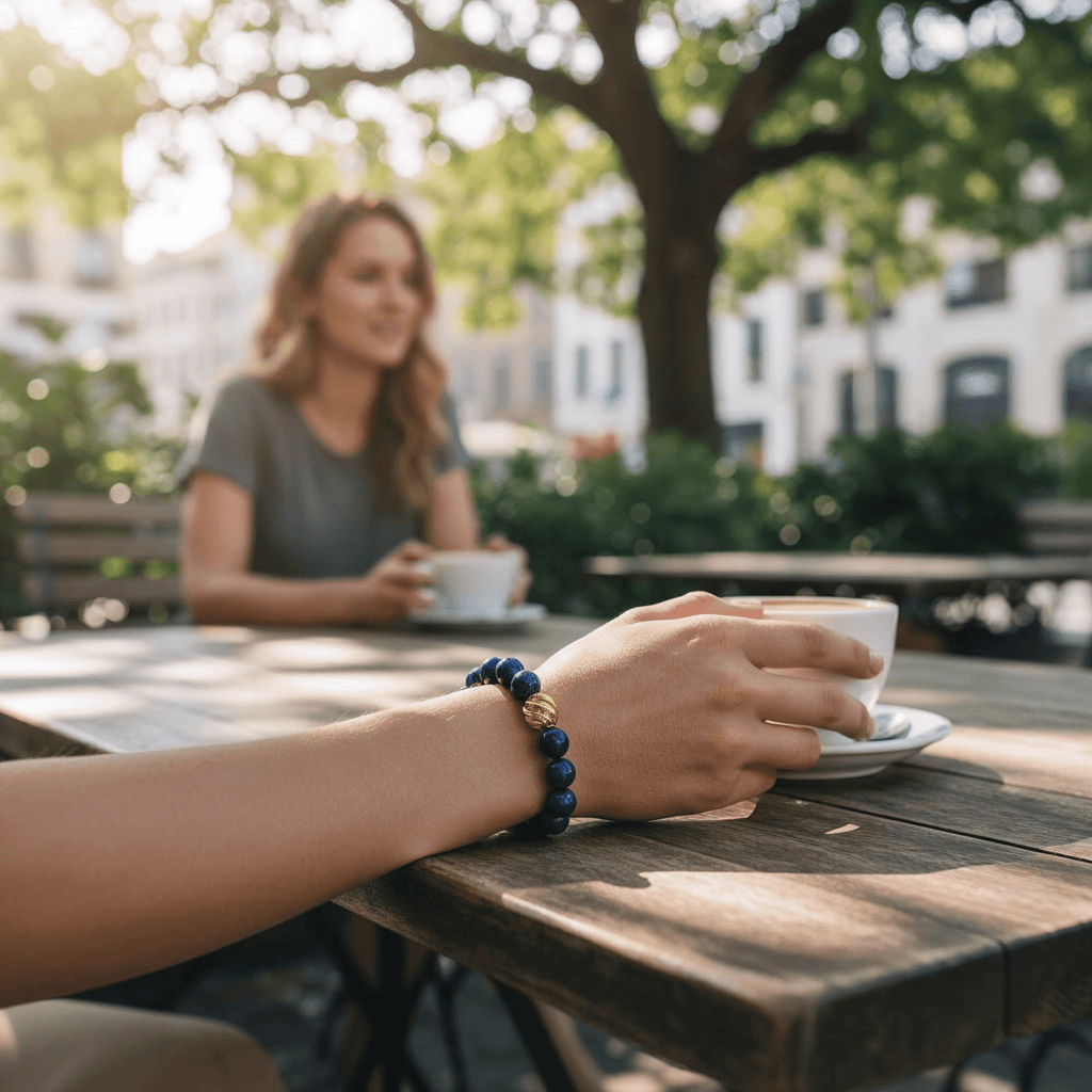 Golden Lucky Lapis Bracelet by JWPatronus – natural crystal bracelet for women