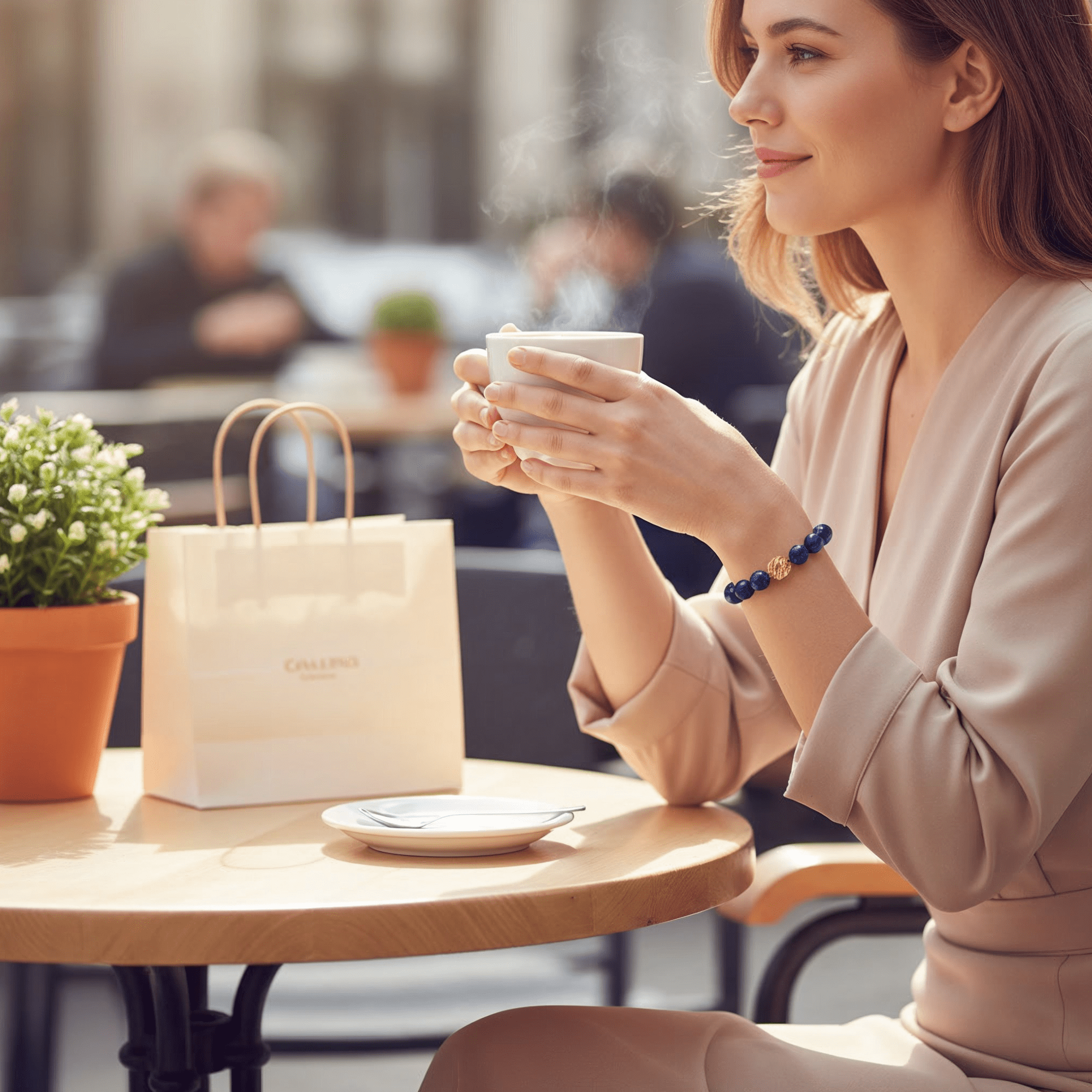 Golden Lucky Lapis Bracelet by JWPatronus – natural crystal bracelet for women