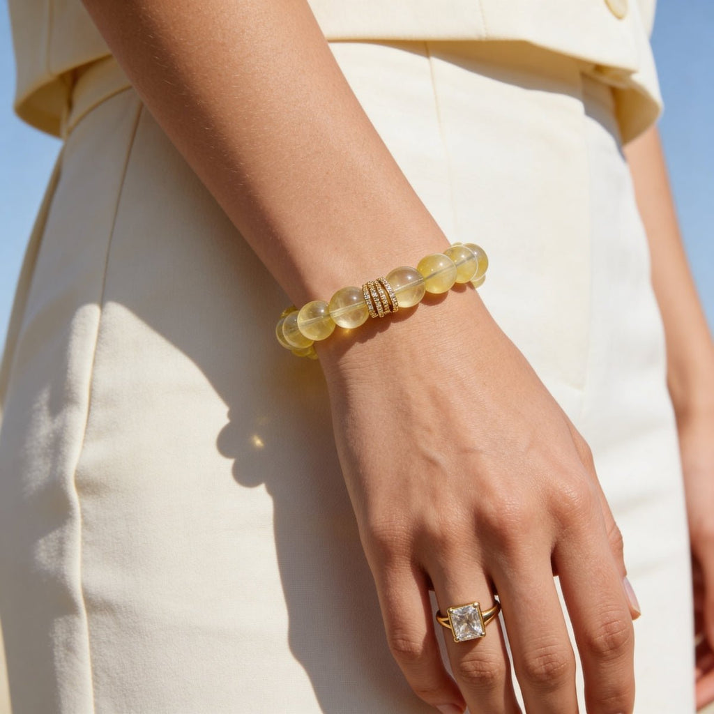 Golden Radiance Lemon Quartz Bracelet by JWPatronus – natural crystal bracelet for women