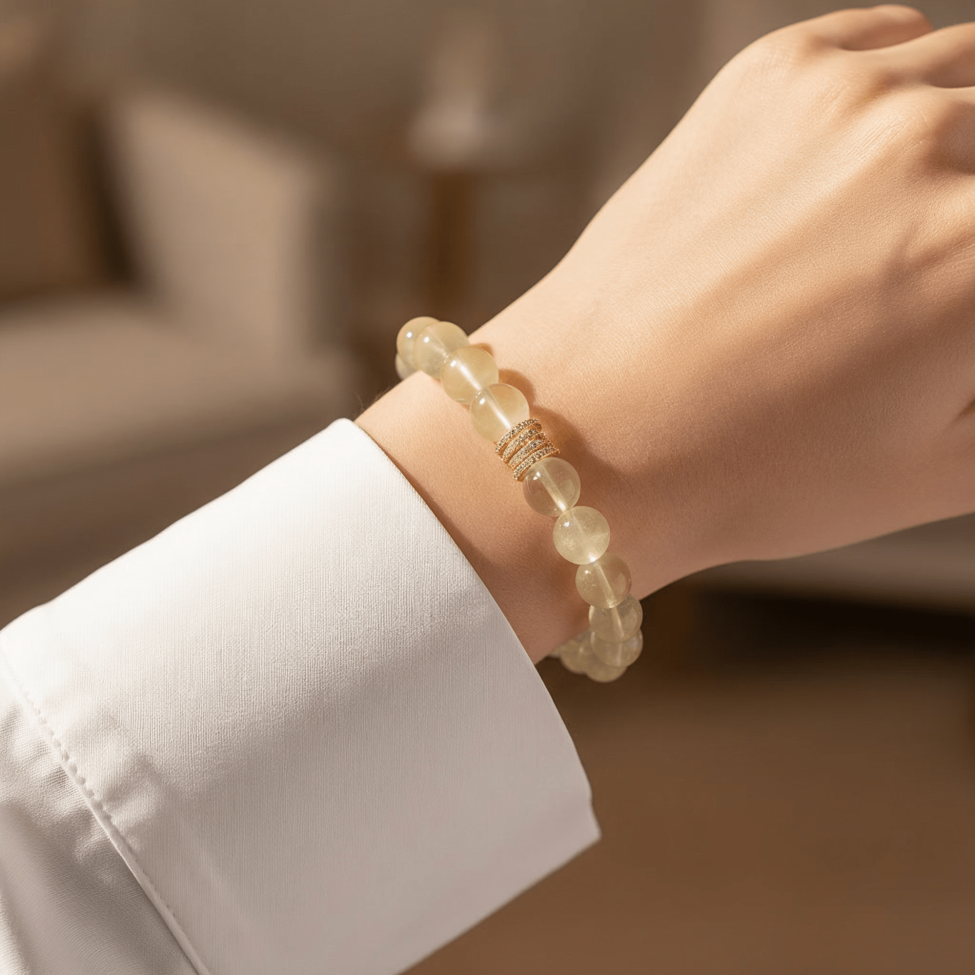 Golden Radiance Lemon Quartz Bracelet by JWPatronus – natural crystal bracelet for women