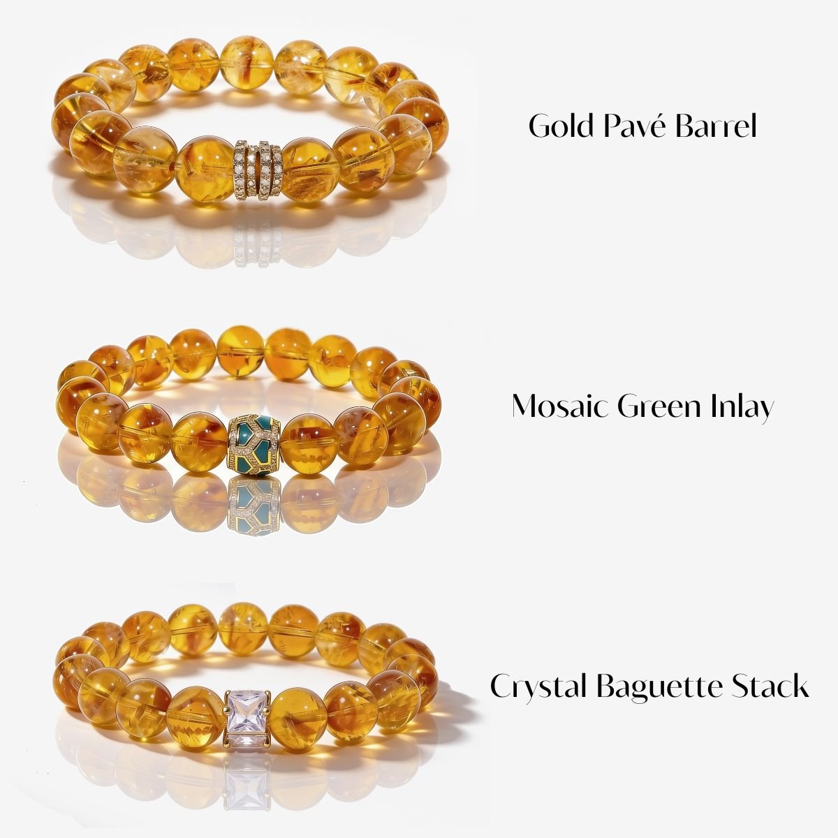 Three Golden Signature Brazilian Citrine bracelet centerpiece choices