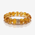 Golden Signature Brazilian Citrine Bracelet with 12mm beads and Gold Pavé Barrel centerpiece