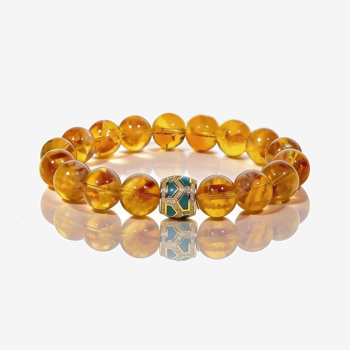 Golden Signature Brazilian Citrine Bracelet with Mosaic Green Inlay centerpiece